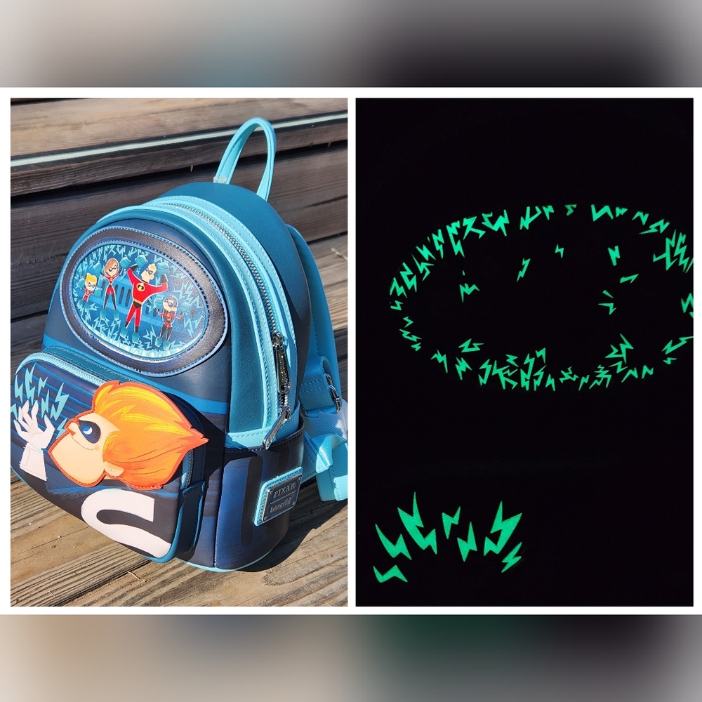 Loungefly Disney Villains The Incredibles Glow In The Dark Mini Backpack. NWT